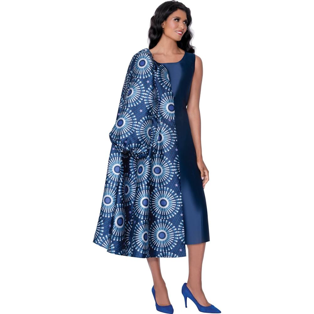 Dresses by Nubiano Blue Print 2-Piece Jacket Dress Size 12 DN100462 - Picture 6 of 7